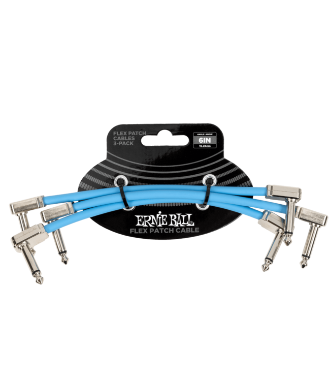 Ernie Ball 6" Flex Patch Cable 3-Pack - Blue