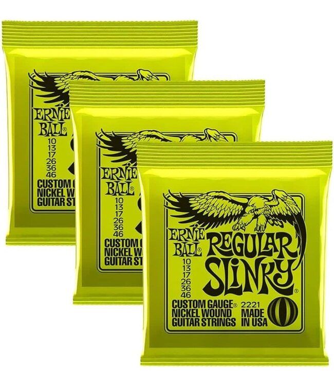 Ernie Ball Regular Slinky Nickel Wound Electric Guitar Strings 10-46 Gauge - 3 Pack