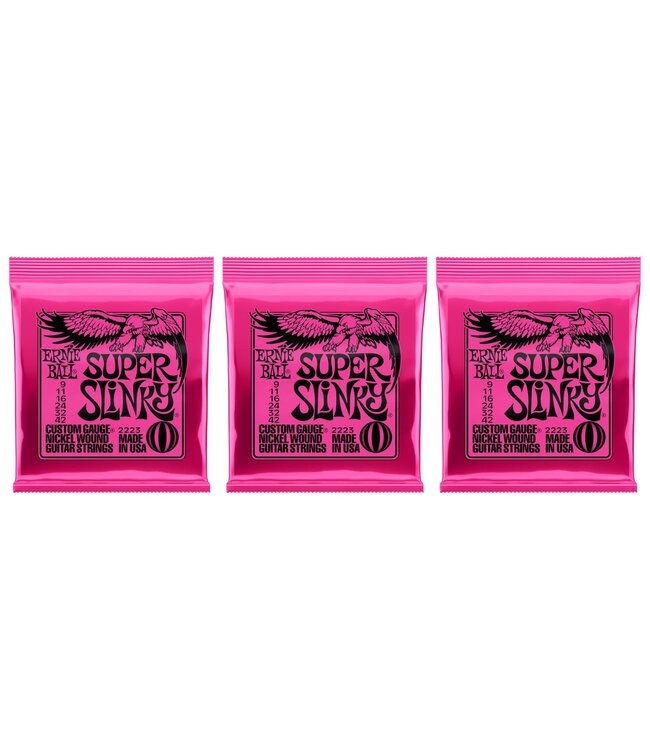 Ernie Ball Super Slinky Nickel Wound Electric Guitar Strings 9-42 Gauge - 3 Pack
