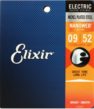 Elixir Elixir Nanoweb 7-String Electric Guitar Strings, Super Light 9-52