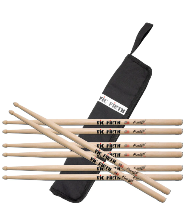 Vic Firth FS5A Freestyle 5A Stick Bundle with FREE Stick Bag