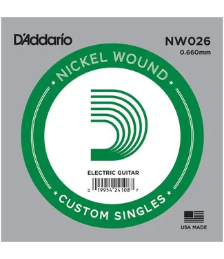 D'Addario D'Addario NW026 Nickel Wound Electric Guitar Single String, .026