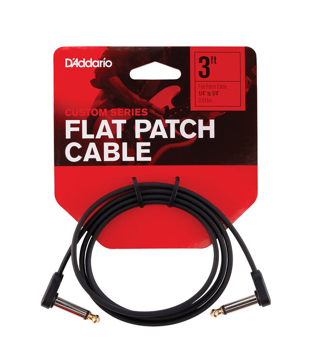 D'Addario Flat Patch Cable, Angle to Same - 3 Foot