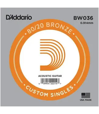 D'Addario D'Addario BW036 Bronze Wound Acoustic Guitar Single String, .036