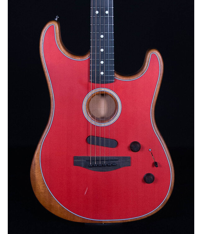 Fender American Acoustasonic Strat, Ebony FB, Dakota Red - Blem