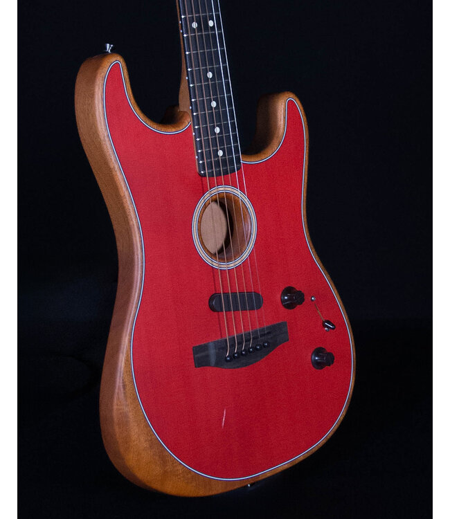 Fender American Acoustasonic Strat, Ebony FB, Dakota Red - Blem