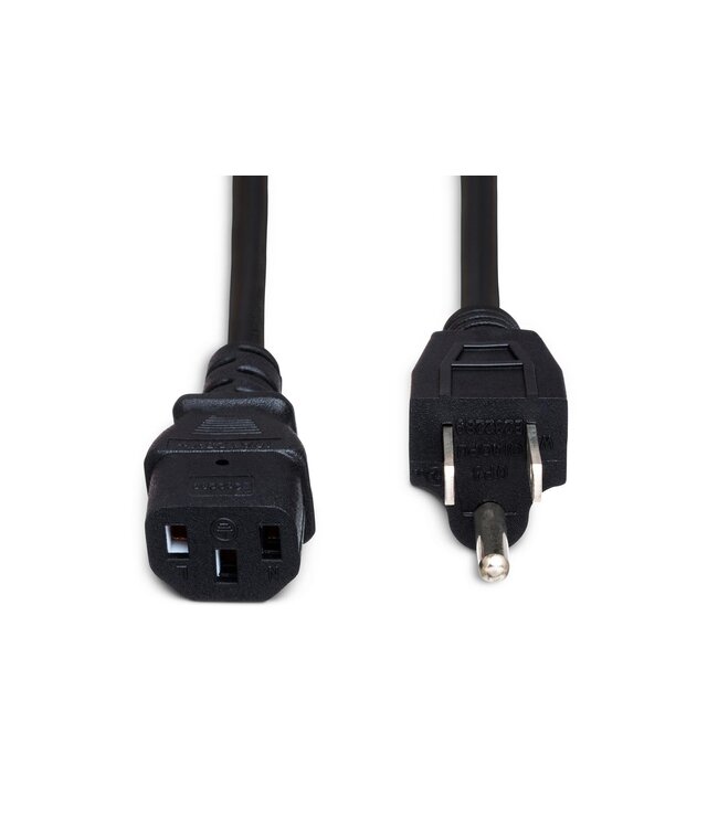 Hosa PWC-143 Power Cord, 18 AWG, IEC C13 to NEMA 5-15P - 3 Foot