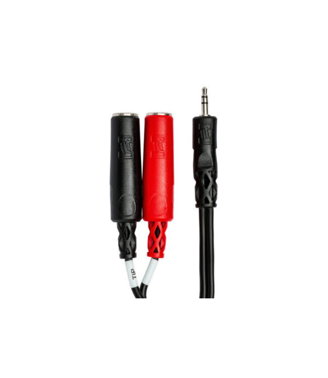 Hosa YMP-137 Stereo Breakout Cable, 3.5 mm TRS to Dual 1/4" TSF - 6"