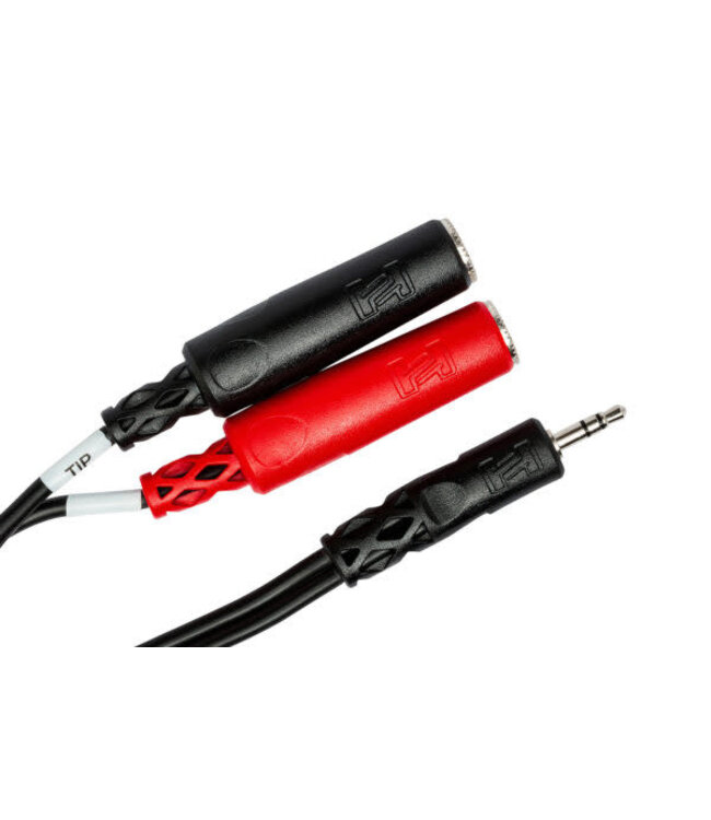 Hosa YMP-137 Stereo Breakout Cable, 3.5 mm TRS to Dual 1/4" TSF - 6"