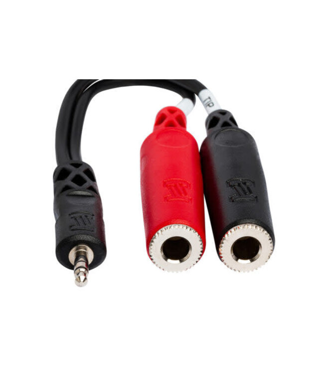 Hosa YMP-137 Stereo Breakout Cable, 3.5 mm TRS to Dual 1/4" TSF - 6"