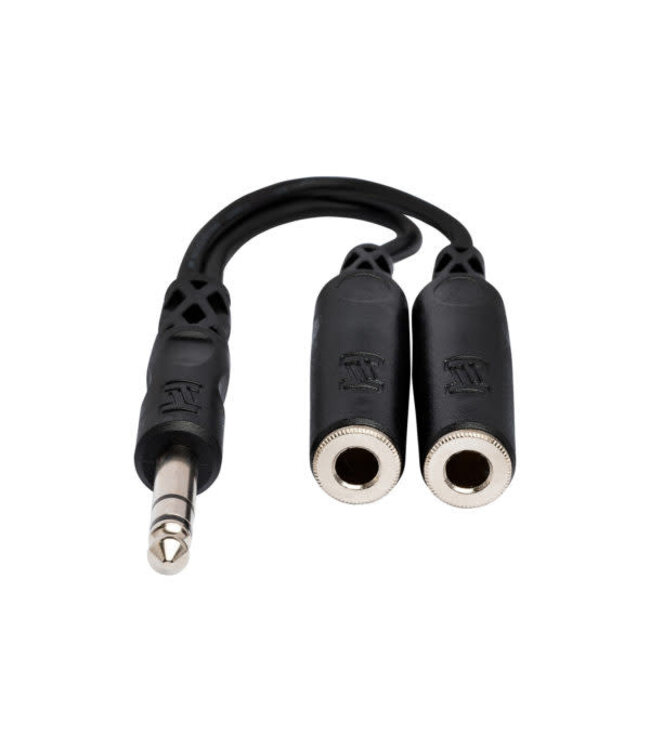Hosa YPP-118 Y Cable, 1/4" TRS to Dual 1/4" TRSF - 6"