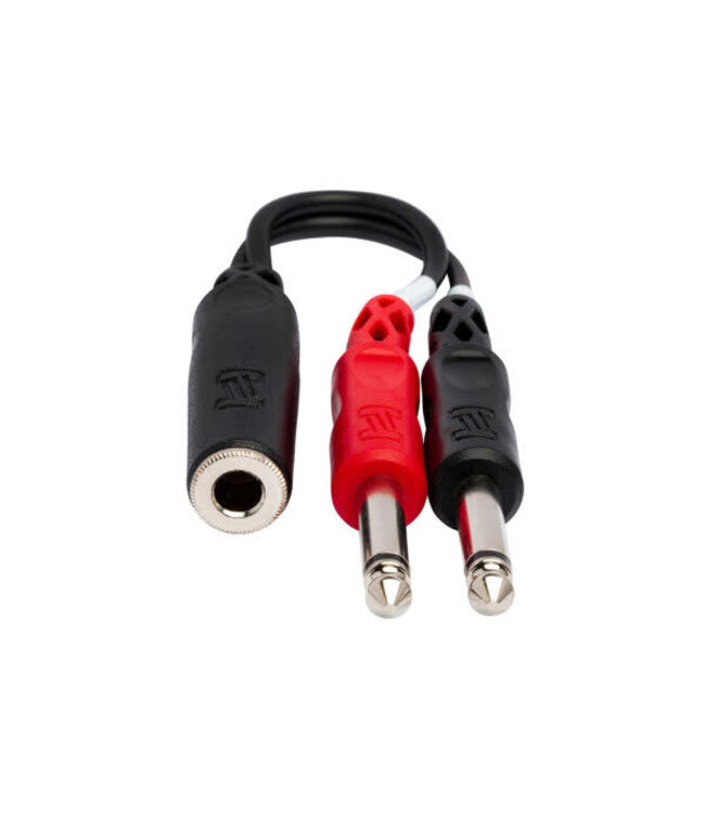 Hosa YPP-136 Stereo Breakout Cable, 1/4" TRSF to Dual 1/4" TS - 6"