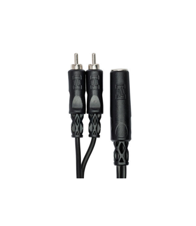 Hosa YPR-131 Y Cable, 1/4" TSF to Dual RCA - 6"