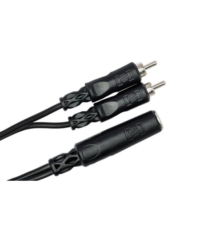 Hosa YPR-131 Y Cable, 1/4" TSF to Dual RCA - 6"