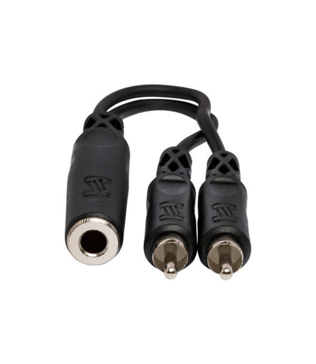 Hosa YPR-131 Y Cable, 1/4" TSF to Dual RCA - 6"