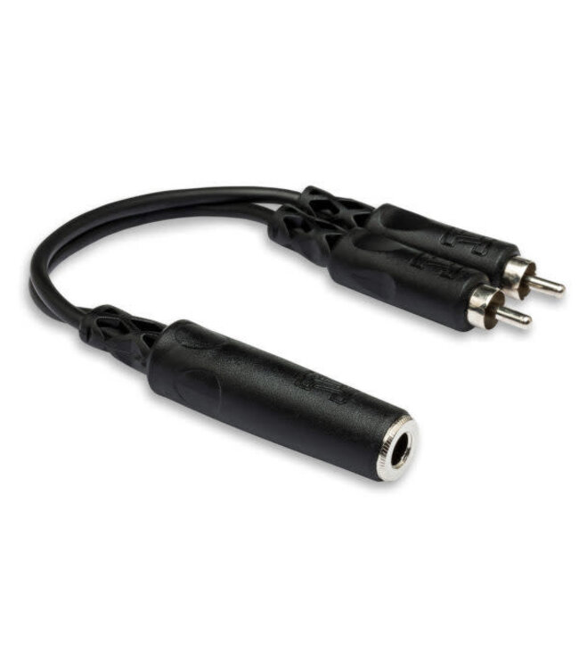 Hosa YPR-131 Y Cable, 1/4" TSF to Dual RCA - 6"