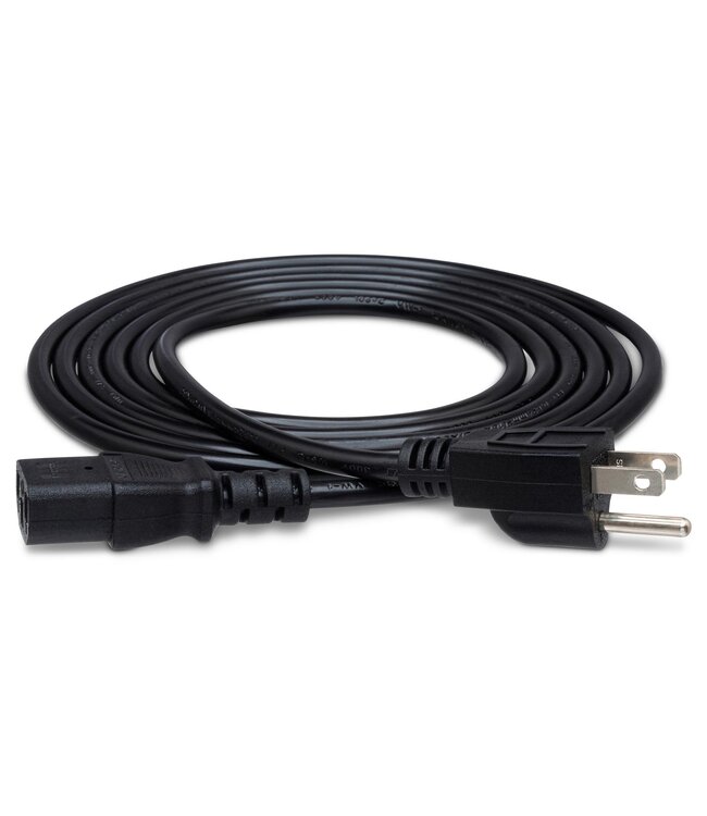 Hosa PWC-403 IEC Power Cable, 18 AWG, IEC C13 to NEMA 5-15P - 3 Foot