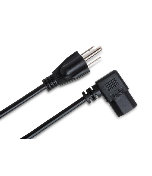 Hosa PWC-143R Right-angle IEC Power Cable, 18 AWG, IEC C13 to NEMA 5-15P, - 3 Foot