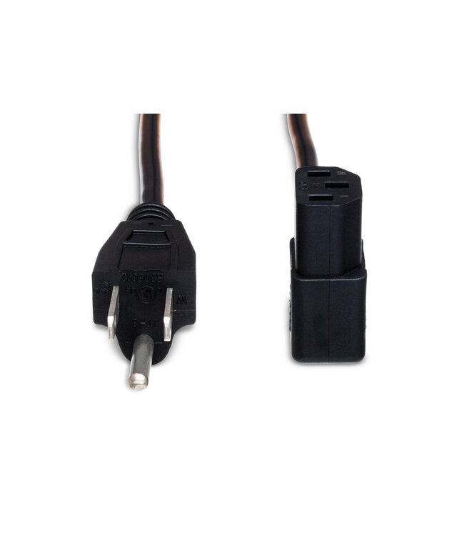 Hosa PWC-143R Right-angle IEC Power Cable, 18 AWG, IEC C13 to NEMA 5-15P, - 3 Foot