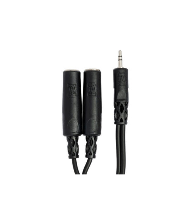 Hosa YMP-233 Y Cable, 3.5 mm TRS to Dual 1/4" TRSF - 6"