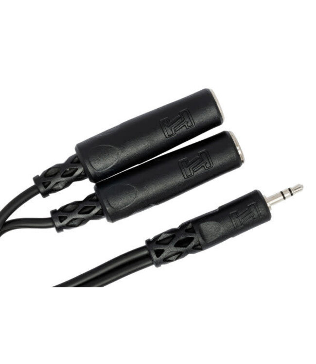 Hosa YMP-233 Y Cable, 3.5 mm TRS to Dual 1/4" TRSF - 6"