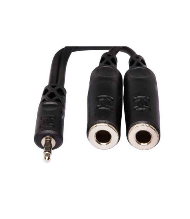Hosa YMP-233 Y Cable, 3.5 mm TRS to Dual 1/4" TRSF - 6"