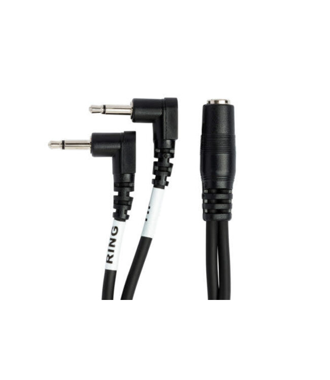 Hosa Hosa YMM-492 Air Travel Headphone Adaptor, 3.5 mm TRSF to Dual Right-angle 3.5 mm TS - 6"