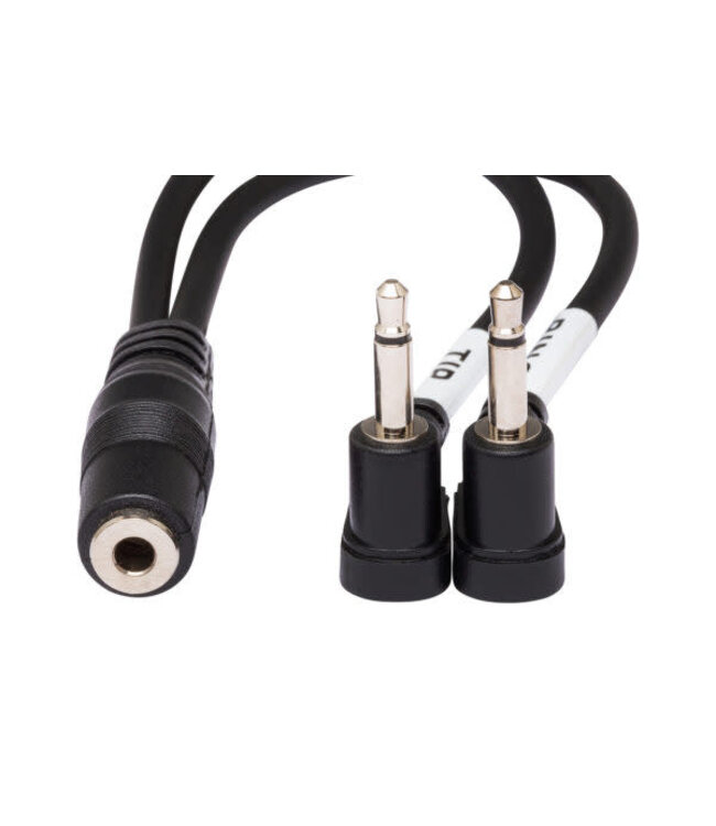 Hosa YMM-492 Air Travel Headphone Adaptor, 3.5 mm TRSF to Dual Right-angle 3.5 mm TS - 6"