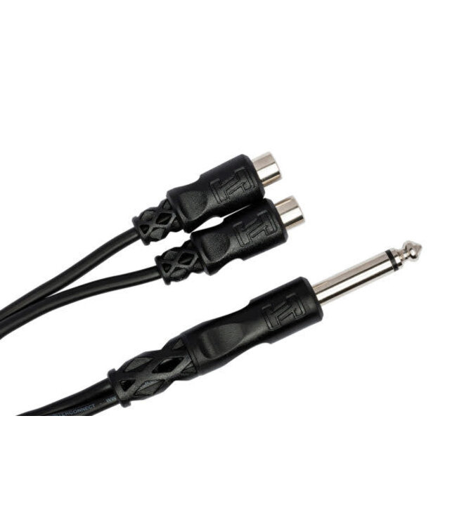 Hosa YPR-103 Y Cable, 1/4" TS to Dual RCAF - 6"