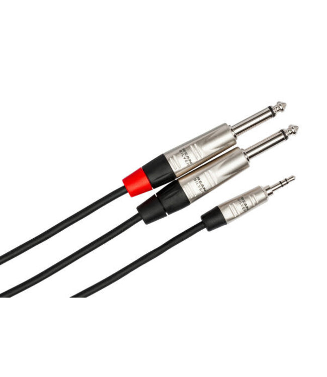 Hosa HMP-003Y Pro Stereo Breakout Cable, REAN 3.5 mm TRS to Dual 1/4" TS - 3 Foot