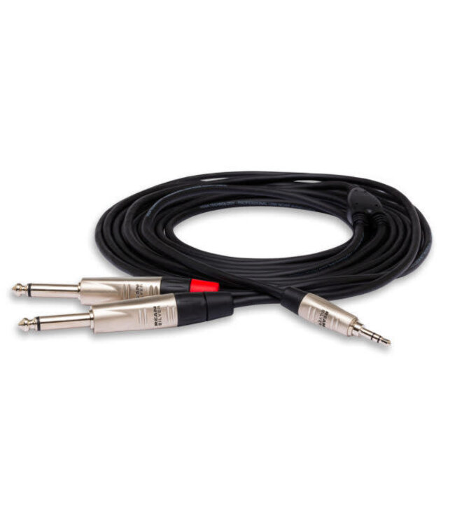 Hosa HMP-003Y Pro Stereo Breakout Cable, REAN 3.5 mm TRS to Dual 1/4" TS - 3 Foot