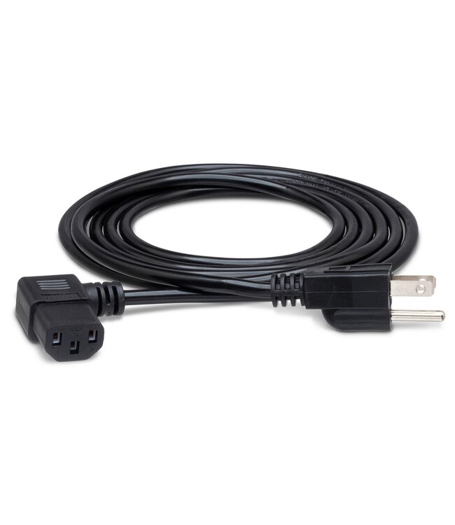 Hosa PWC-148R Right-angle IEC Power Cord, 18 AWG, IEC C13 to NEMA 5-15P - 8 Foot