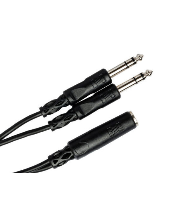 Hosa YPP-308 Y Cable, 1/4" TRSF to Dual 1/4" TRS - 6"