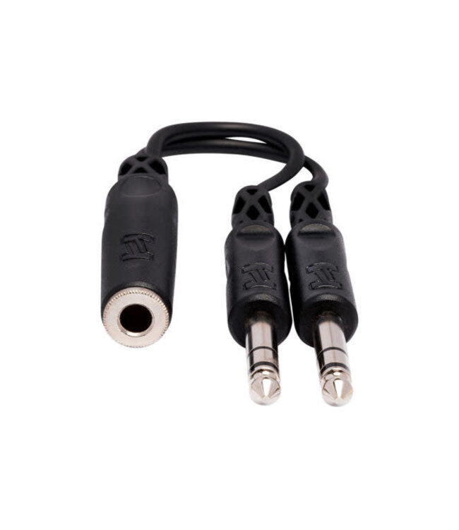 Hosa YPP-308 Y Cable, 1/4" TRSF to Dual 1/4" TRS - 6"
