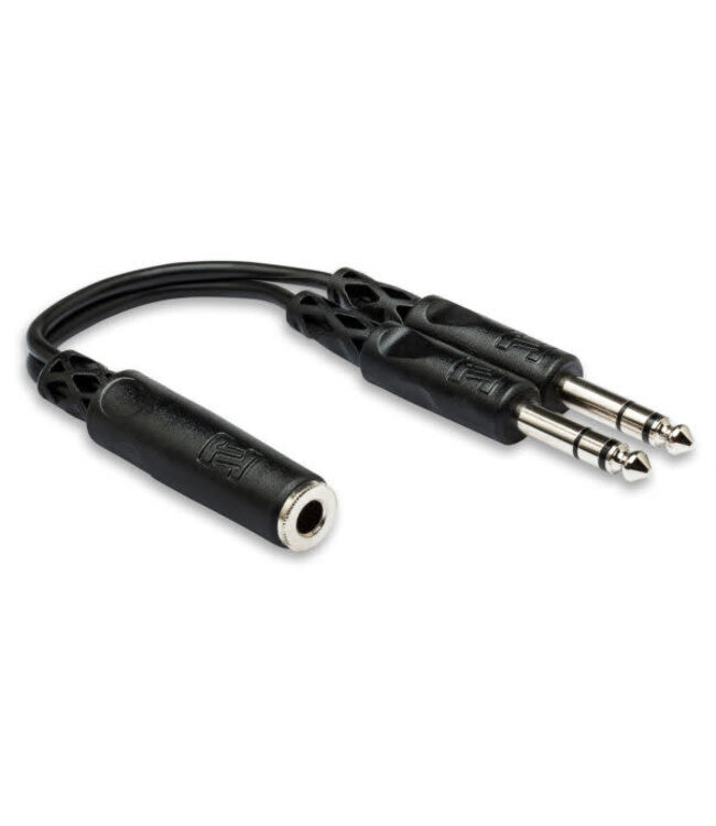 Hosa YPP-308 Y Cable, 1/4" TRSF to Dual 1/4" TRS - 6"