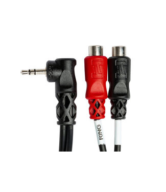 Hosa Hosa YRA-167 Stereo Breakout Cable, Right-angle 3.5 mm TRS to Dual RCAF - 6"