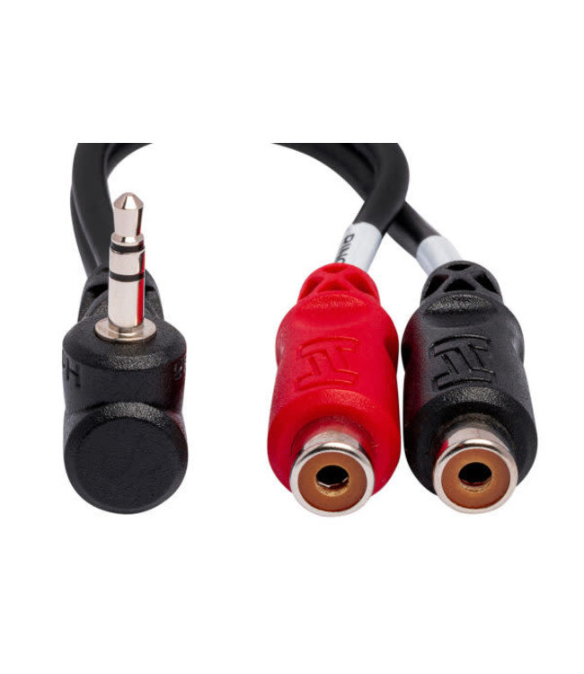 Hosa YRA-167 Stereo Breakout Cable, Right-angle 3.5 mm TRS to Dual RCAF - 6"