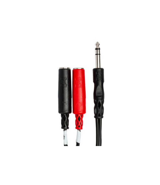 Hosa YPP-117 Stereo Breakout Cable, 1/4" TRS to Dual 1/4" TSF - 6"