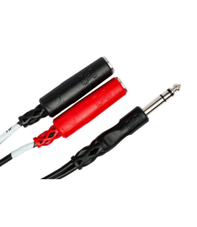 Hosa YPP-117 Stereo Breakout Cable, 1/4" TRS to Dual 1/4" TSF - 6"