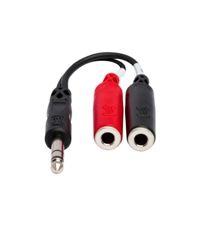 Hosa YPP-117 Stereo Breakout Cable, 1/4" TRS to Dual 1/4" TSF - 6"