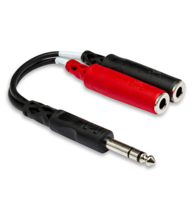 Hosa YPP-117 Stereo Breakout Cable, 1/4" TRS to Dual 1/4" TSF - 6"