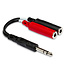 Hosa YPP-117 Stereo Breakout Cable, 1/4" TRS to Dual 1/4" TSF - 6"