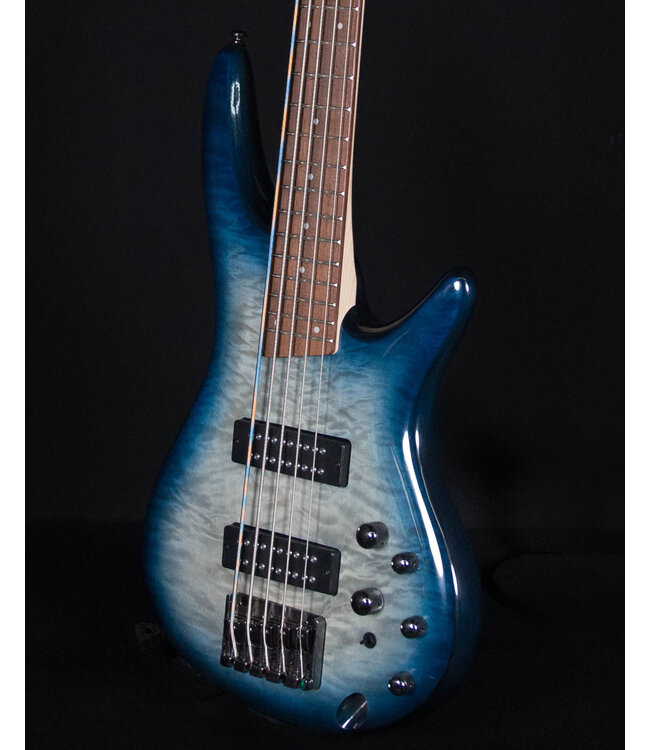 Ibanez SR405EQM 5-String Electric Bass, Stained Cosmic Blue Starburst