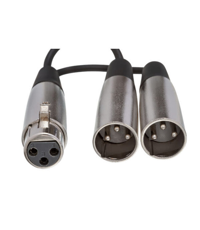 Hosa YXM-121 Y Cable, XLR3F to Dual XLR3M - 6"