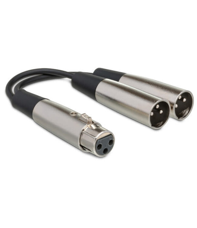 Hosa YXM-121 Y Cable, XLR3F to Dual XLR3M - 6"