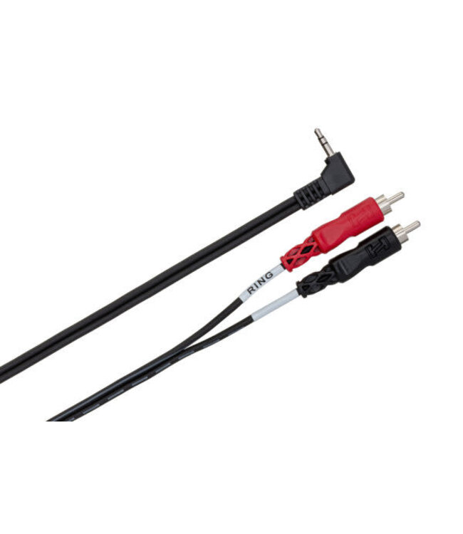 Hosa CMR-206R Stereo Breakout Cable, Right-angle 3.5 mm TRS to Dual RCA - 6 Foot