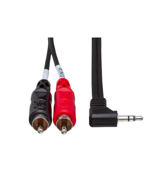 Hosa CMR-206R Stereo Breakout Cable, Right-angle 3.5 mm TRS to Dual RCA - 6 Foot