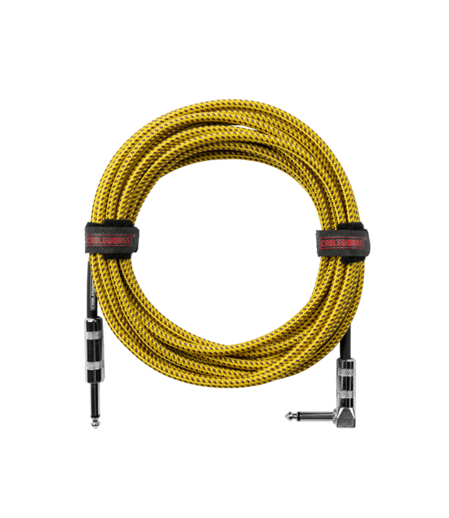 Gator Cableworks Backline Braided Instrument Cable, Straight to Angle Brown/Yellow - 20 Foot