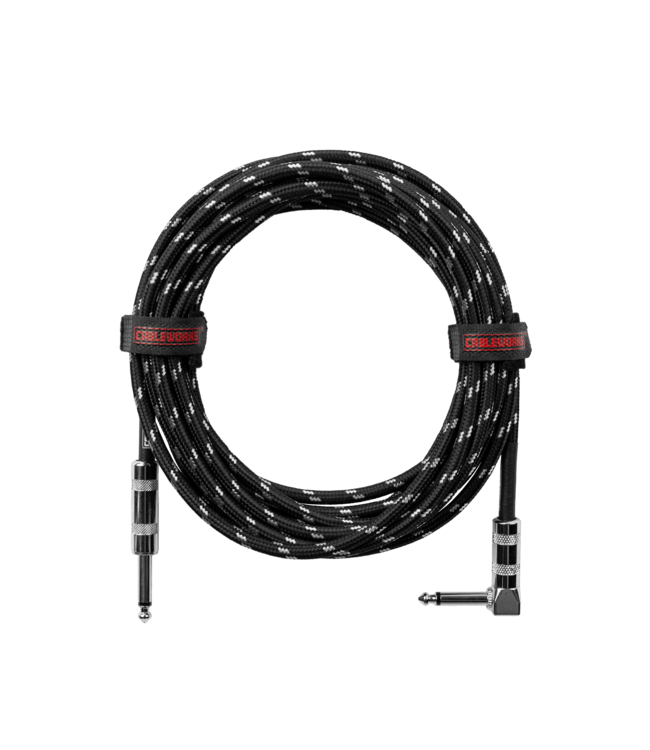 Gator Backline Braided Instrument Cable, Straight to Angle Black/Gray- 10 Foot