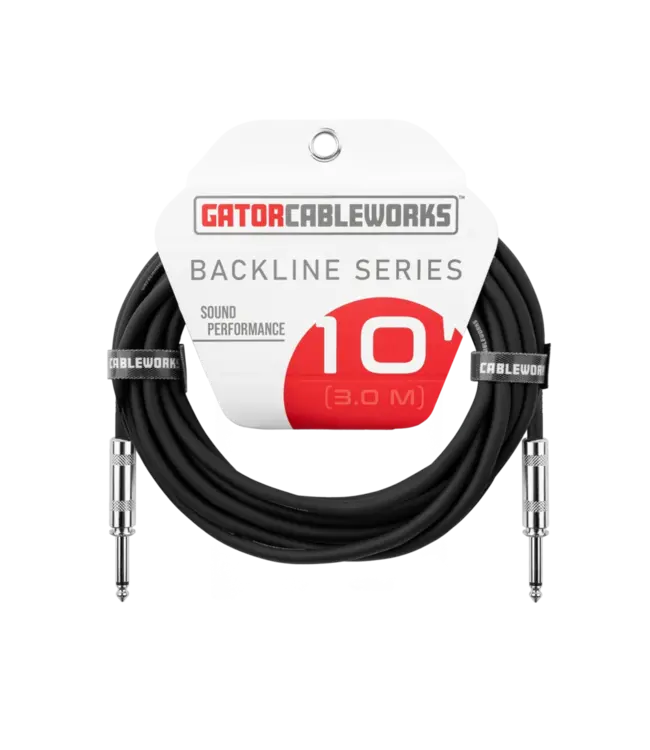 Gator Backline Series Instrument Cable, Straight to Same- 10 Foot